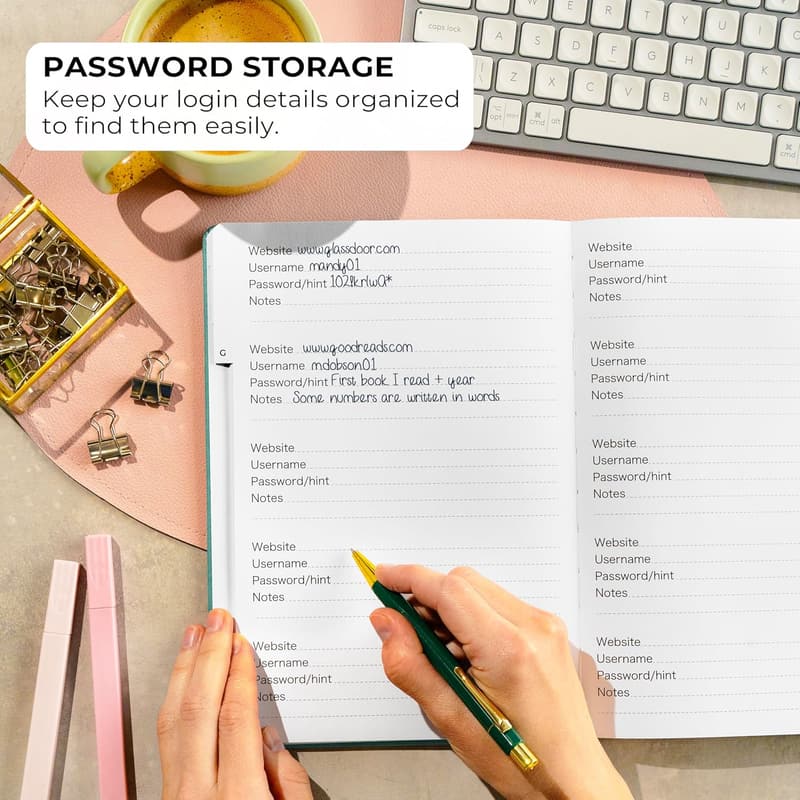 Turquoise Password Organizer Book with Alphabetical Tabs