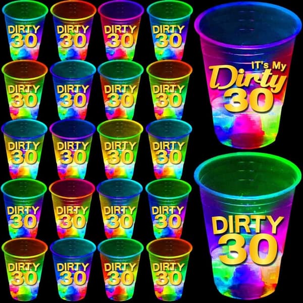 Glow Birthday Party Supplies - 16oz Flashing Cups (40 Pack)