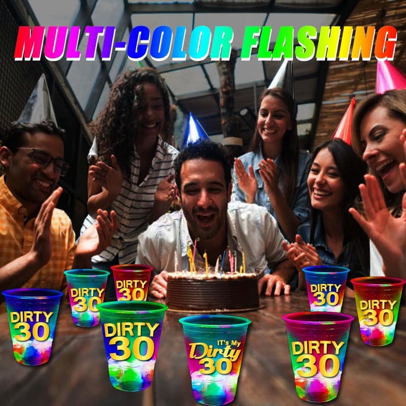 Glow Birthday Party Supplies - 16oz Flashing Cups (40 Pack)