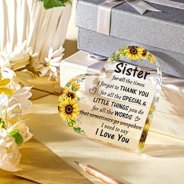 Heart-Shaped Acrylic Sign - Perfect Sister Gift for All Occasions