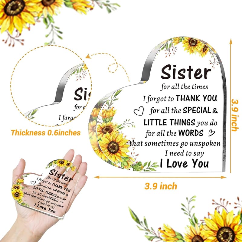 Heart-Shaped Acrylic Sign - Perfect Sister Gift for All Occasions