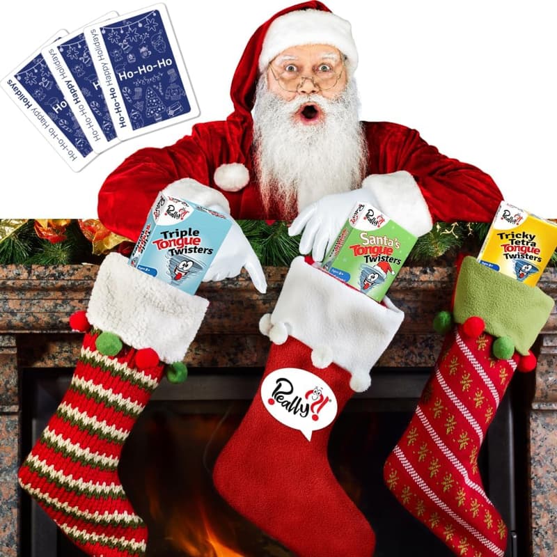 Santa’s Tongue Twisters Card Game – Fun Holiday Game for Families