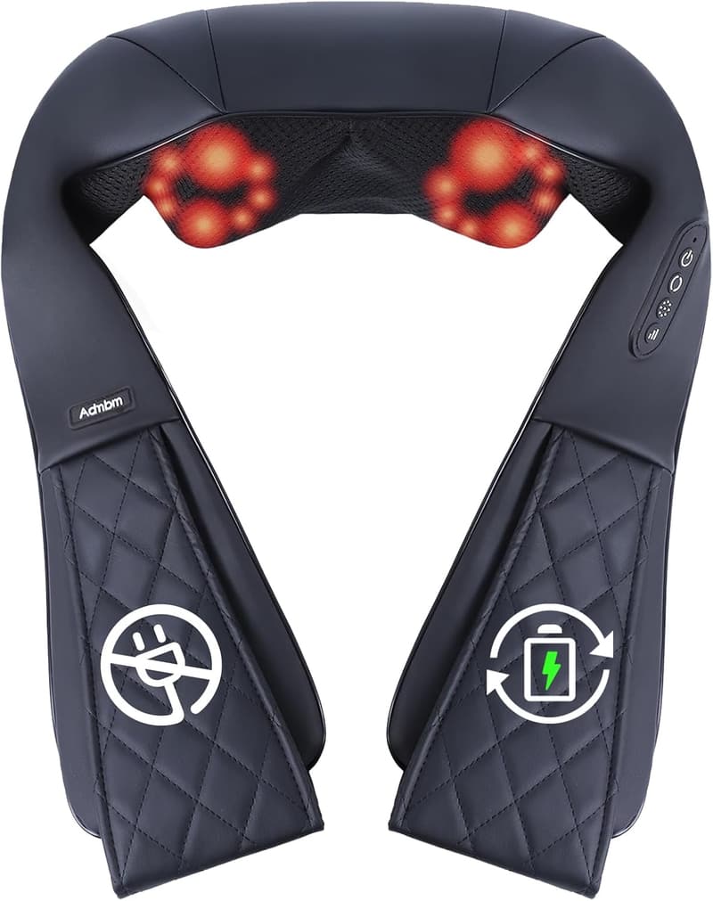 Cordless Rechargeable Shiatsu Neck Massager with Heat