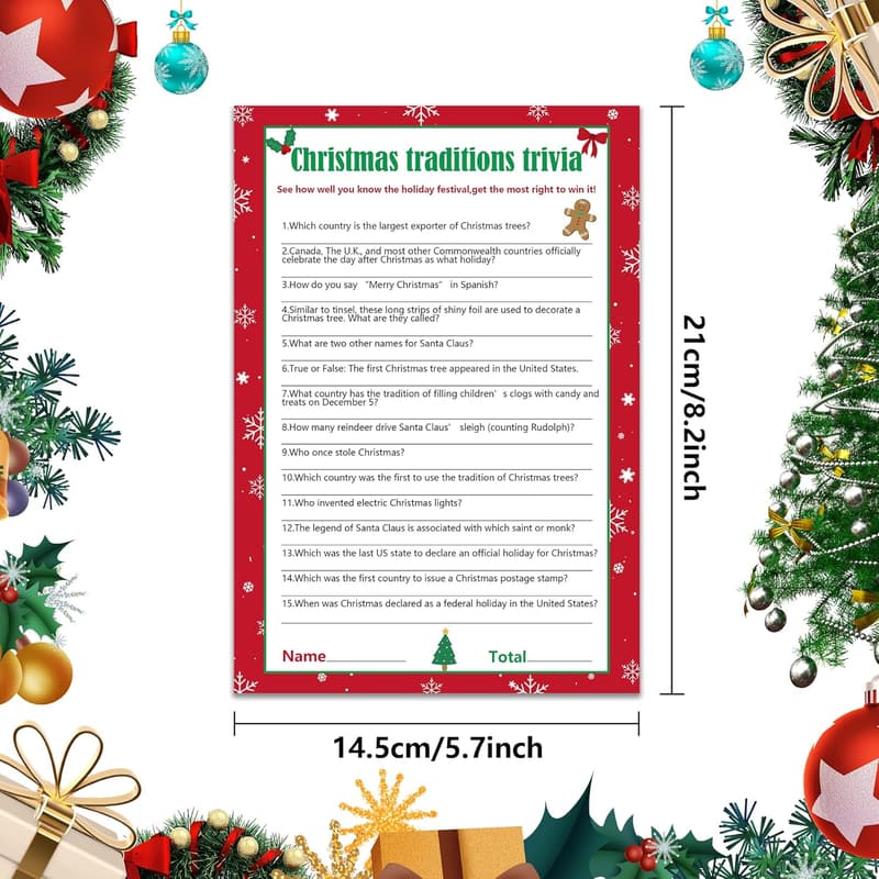 Christmas Trivia Game Cards - 62 Piece Set for Adults