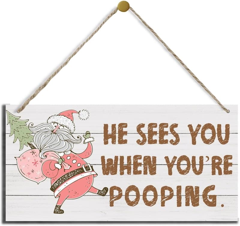 Funny Farmhouse Bathroom Sign - Rustic Wood Wall Decor