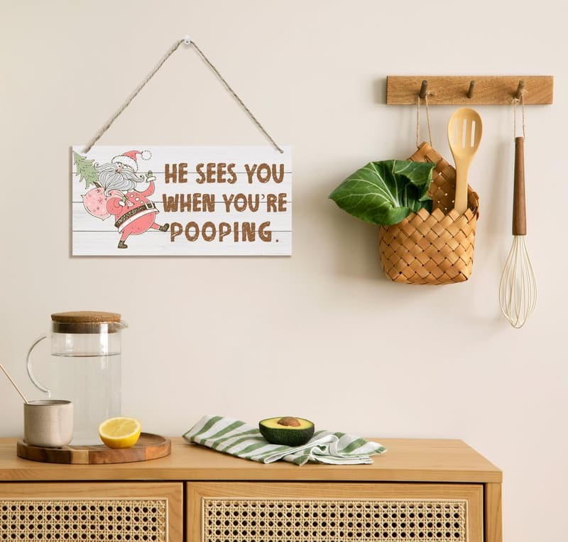 Funny Farmhouse Bathroom Sign - Rustic Wood Wall Decor