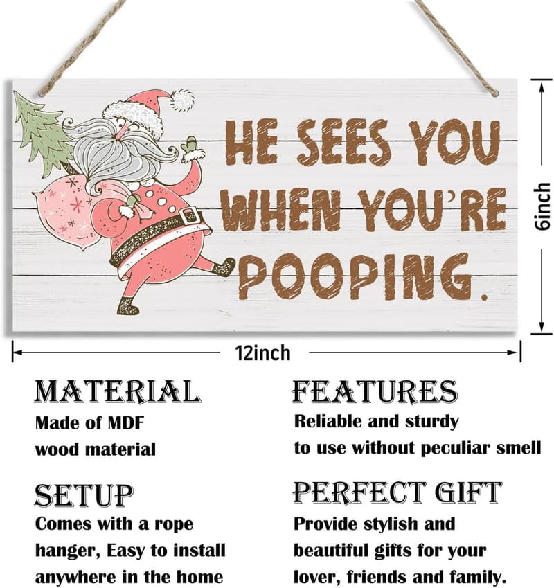 Funny Farmhouse Bathroom Sign - Rustic Wood Wall Decor