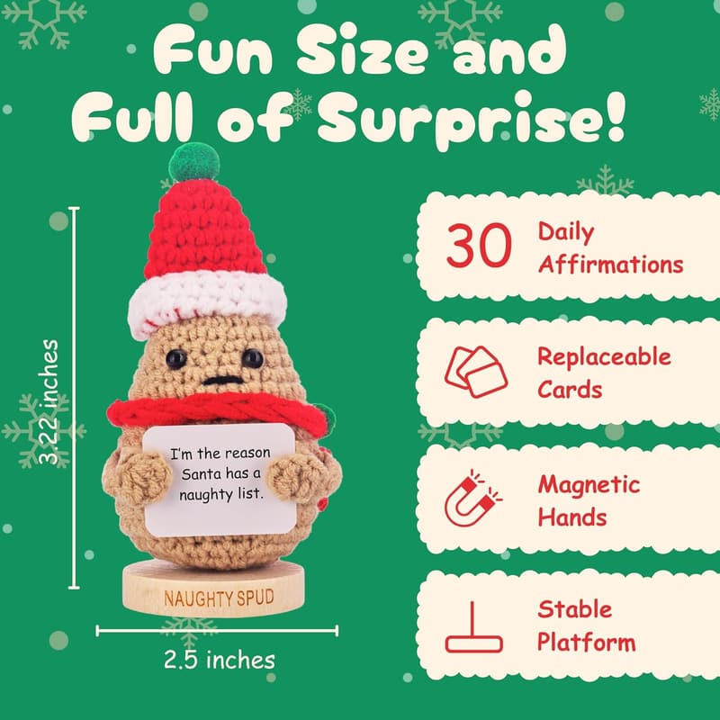Funny Crochet Potato Gag Gift with 30 Signs for Secret Santa