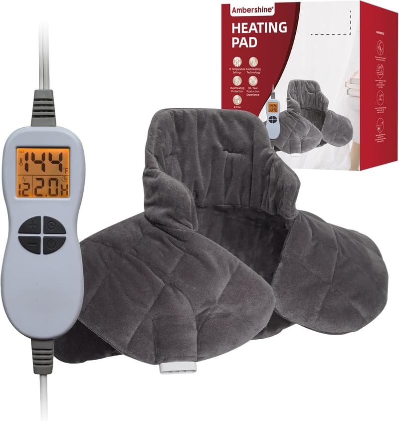 Weighted Neck & Shoulder Heating Pad for Pain Relief - 12 Settings