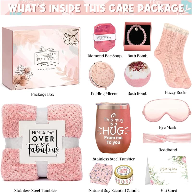 Spa Gift Basket for Mom - Relaxing Care Package with Blanket