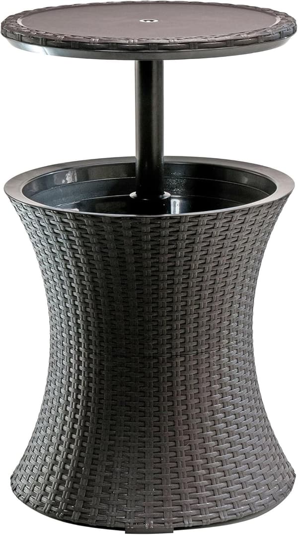 Outdoor Patio Cool Bar & Beverage Cooler Table, Espresso Brown