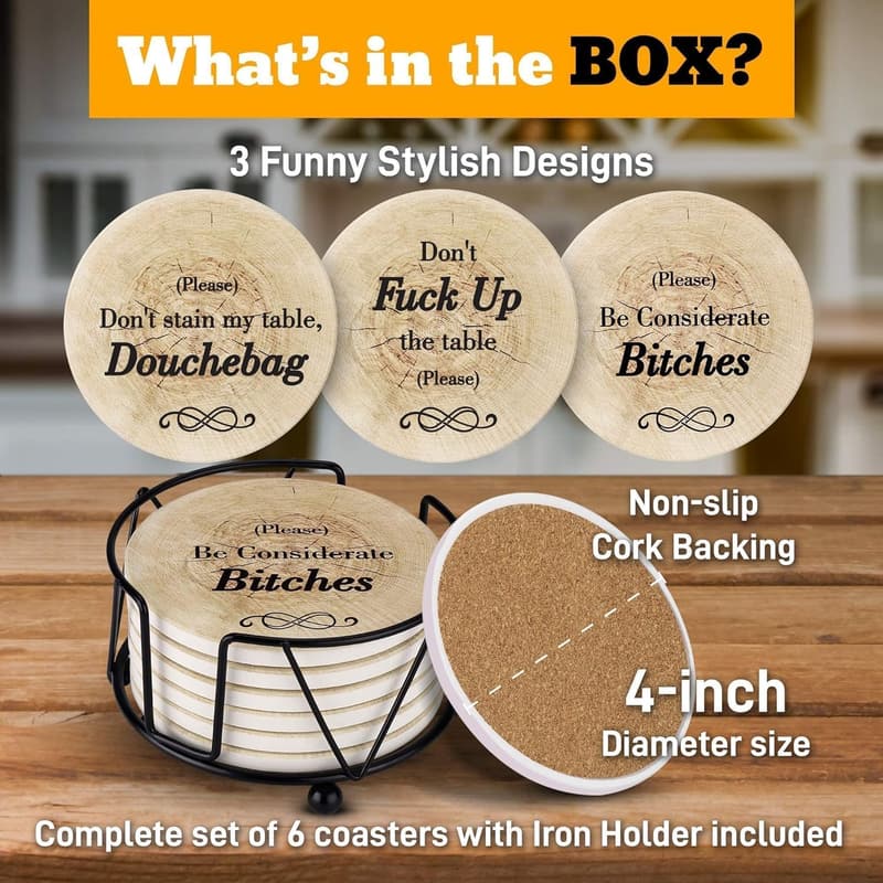 Funny Coasters - Perfect for White Elephant Gifts