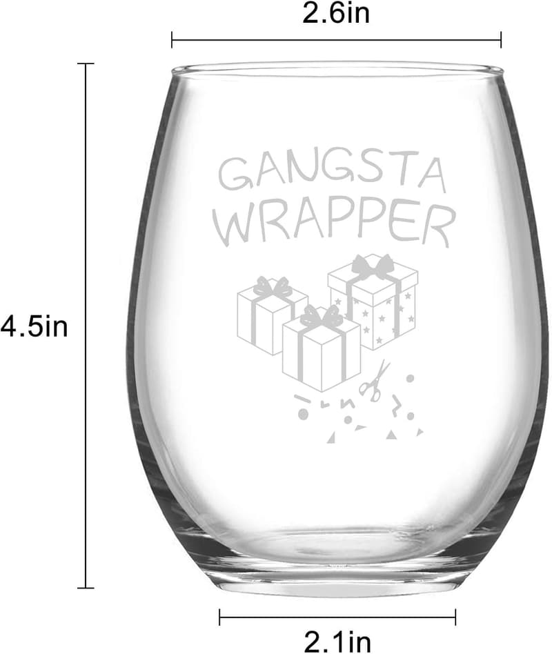 Funny Christmas Wine Glasses Set - 15oz Stemless (Set of 4)