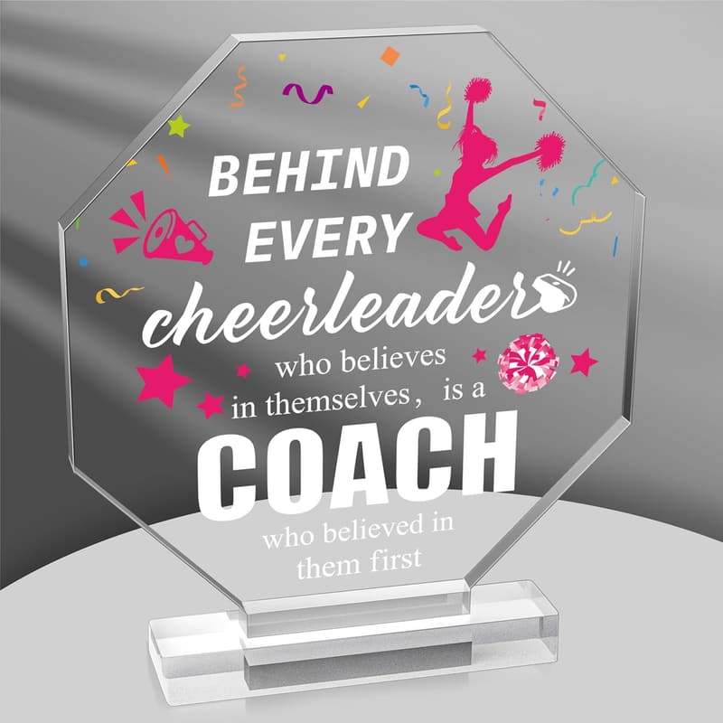 Cheer Coach Appreciation Plaque - Acrylic Desk Decor Gift