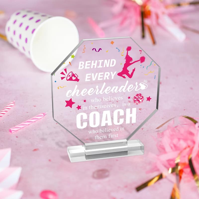 Cheer Coach Appreciation Plaque - Acrylic Desk Decor Gift