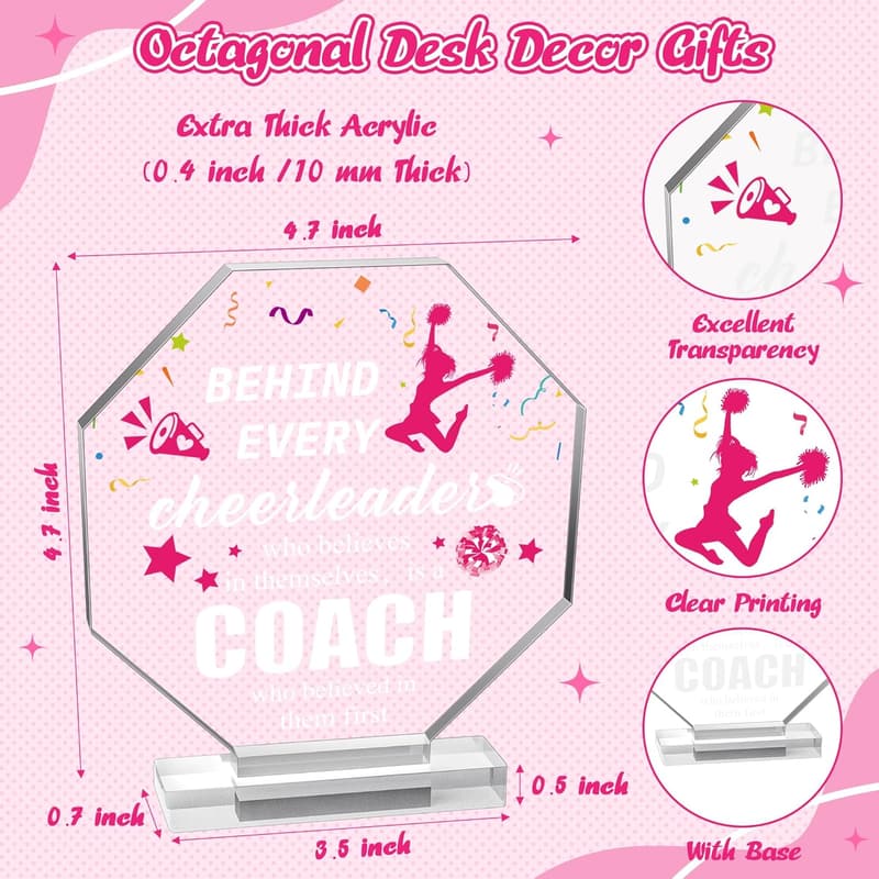 Cheer Coach Appreciation Plaque - Acrylic Desk Decor Gift