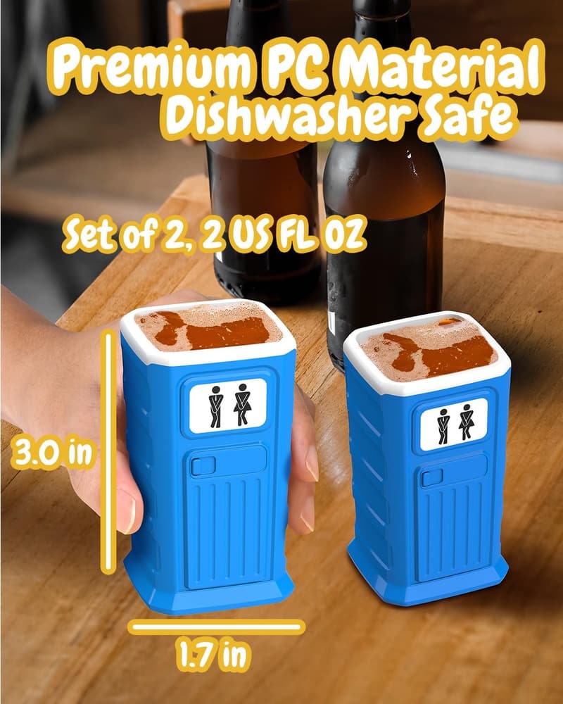 Funny Porta Potty Shot Glasses Set - Unique Gag Gift for Adults