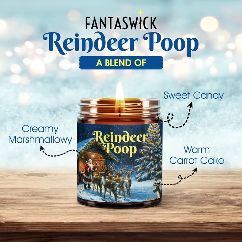 Christmas Reindeer Poop Candle | 100% Natural Coconut Soy Wax | 9oz