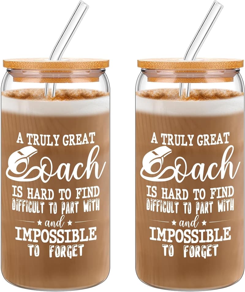 Birthday Gifts for Women: 16 oz Glass Coffee Tumbler Set
