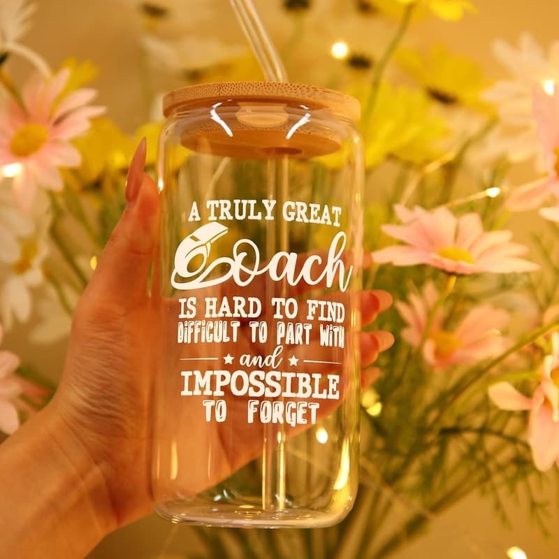 Birthday Gifts for Women: 16 oz Glass Coffee Tumbler Set
