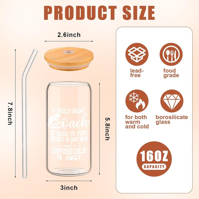 Birthday Gifts for Women: 16 oz Glass Coffee Tumbler Set