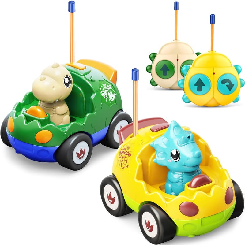 Dinosaur Remote Control Cars with Music & Lights for Toddlers