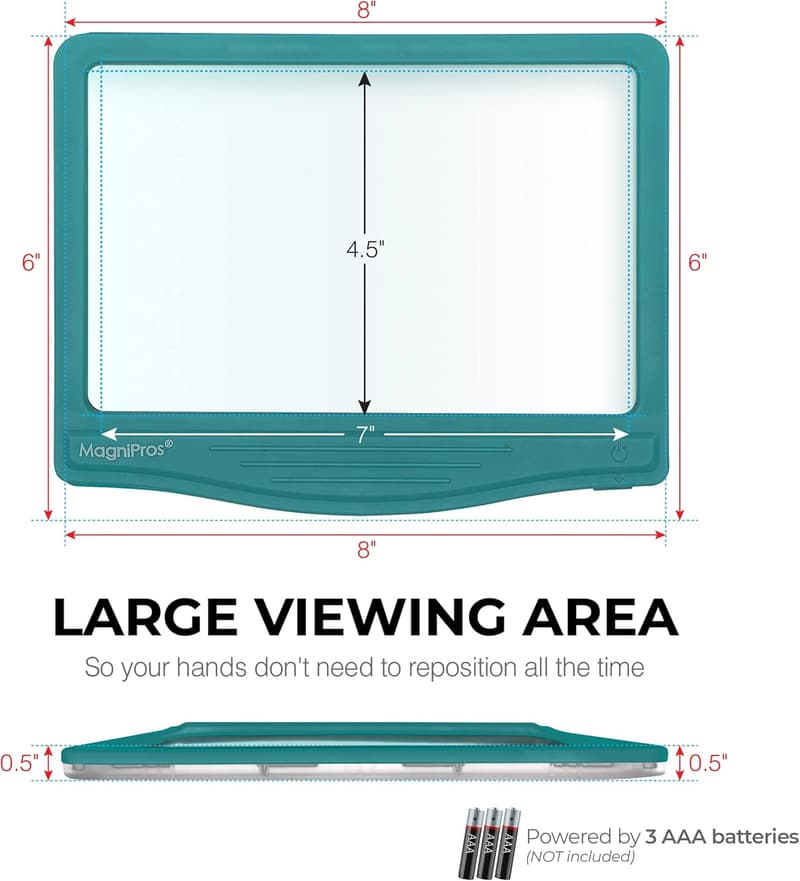 5X LED Page Magnifier with Anti-Glare Lens for Seniors