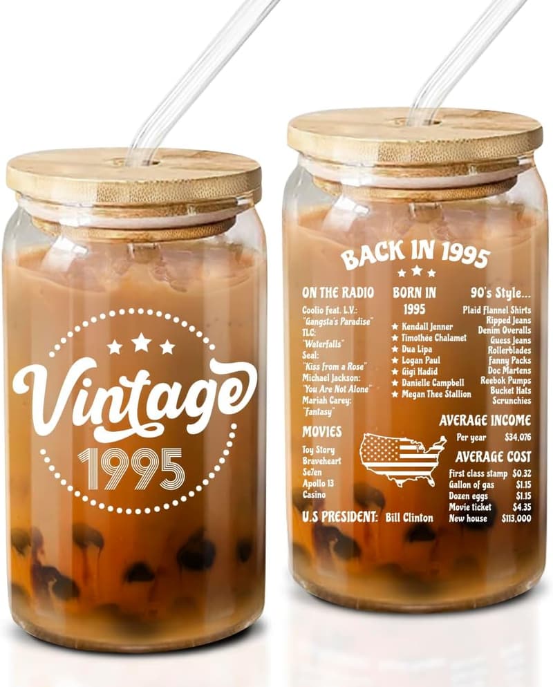 30th Birthday Coffee Glass Gift for Women - 16 Oz