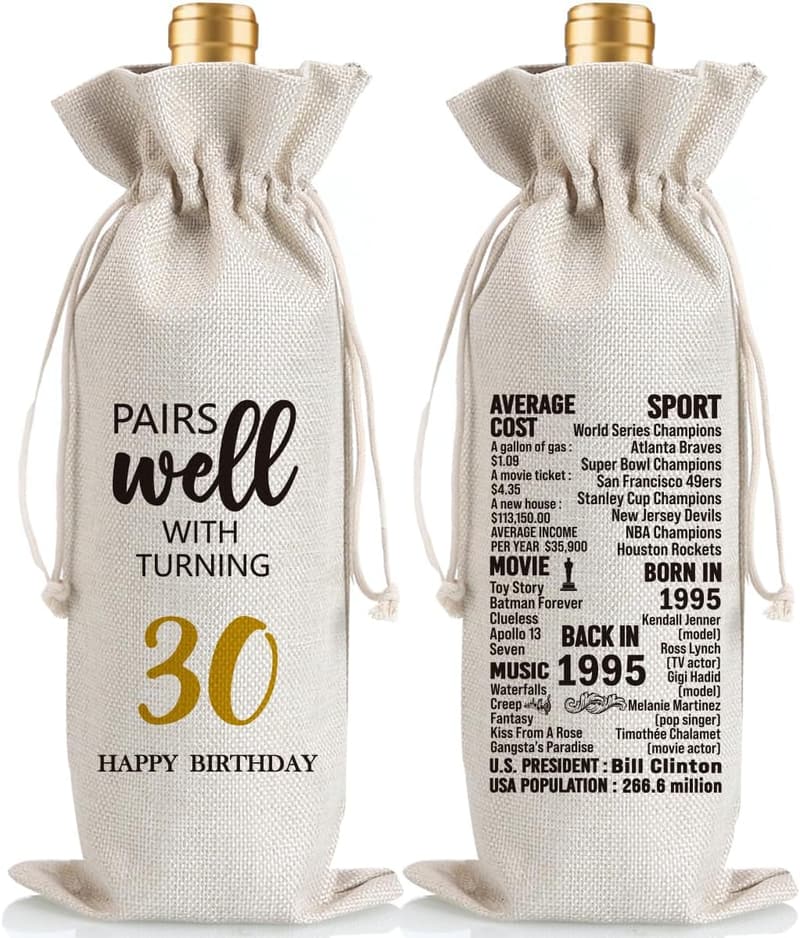 30th Birthday Wine Bag for Men and Women