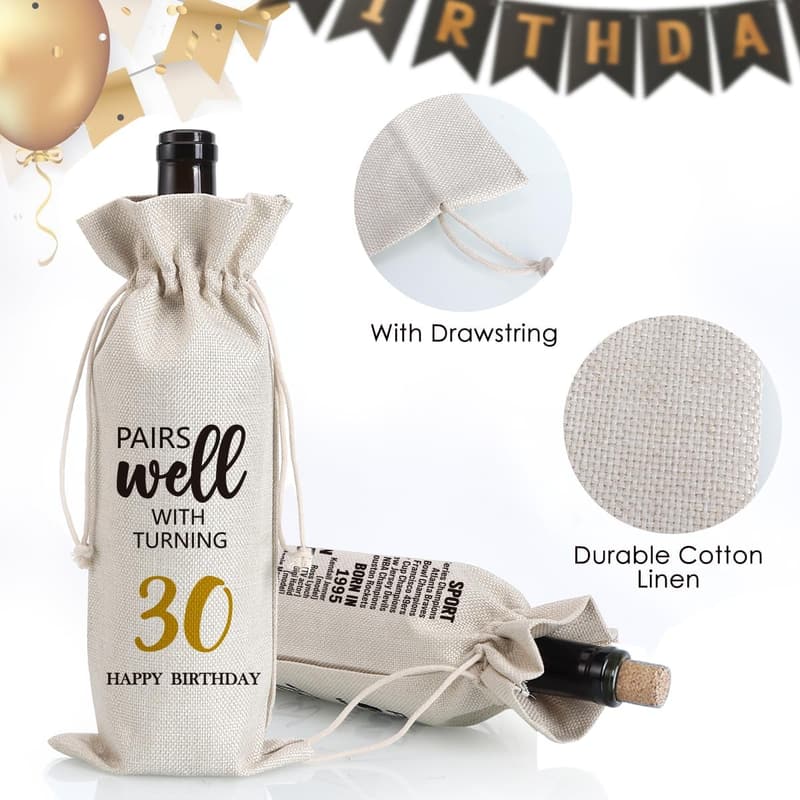 30th Birthday Wine Bag for Men and Women