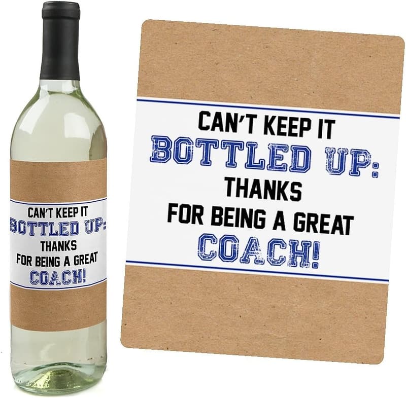 Coach Appreciation Gift Wine Bottle Label Stickers - Set of 4
