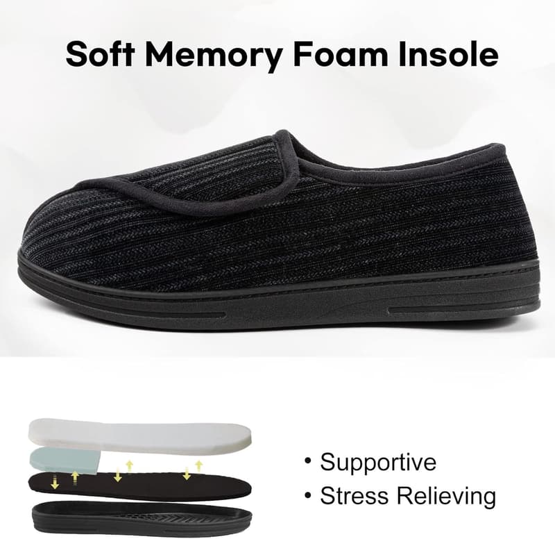 Men's Comfy Memory Foam Slippers for Diabetic Relief