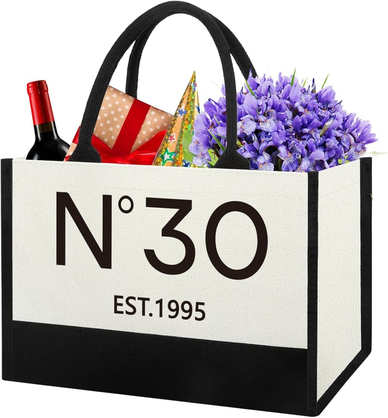 30th Birthday Tote Bag for Women - Vintage 1995 Canvas