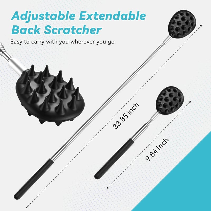 Telescoping Back Scratcher with 3 Detachable Heads - Ideal Father's Day Gift