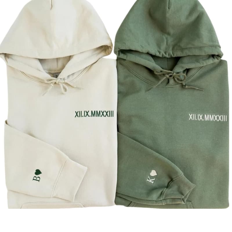 Personalized Roman Numeral Hoodies for Couples