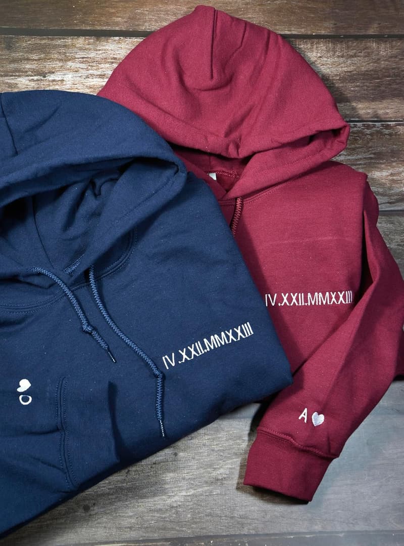 Personalized Roman Numeral Hoodies for Couples