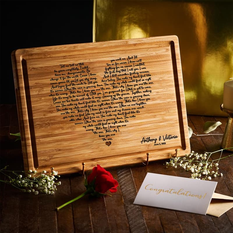 Wedding Anniversary Personalized Heart Song Lyrics Cutting Board