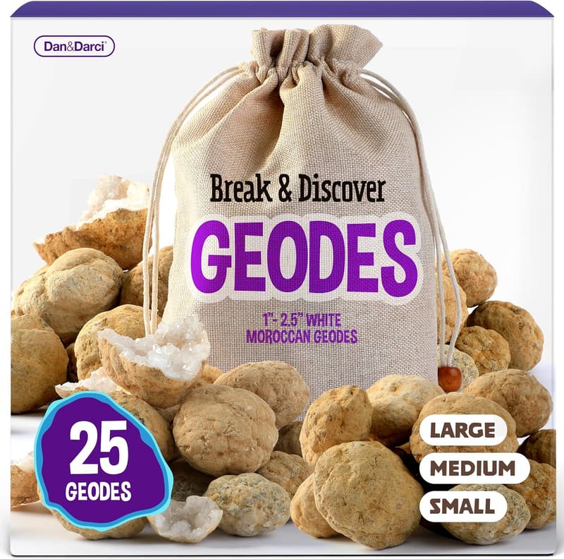 Geode Discovery Kit for Kids - Hollow White Moroccan Set