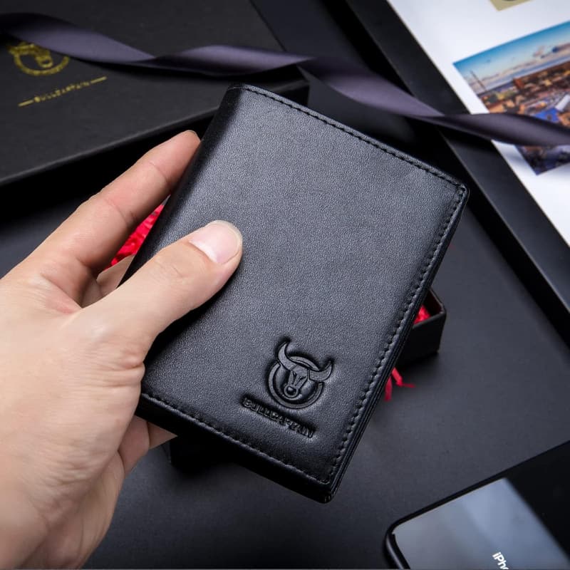 Men's Genuine Leather Bifold Wallet with 15 Card Slots
