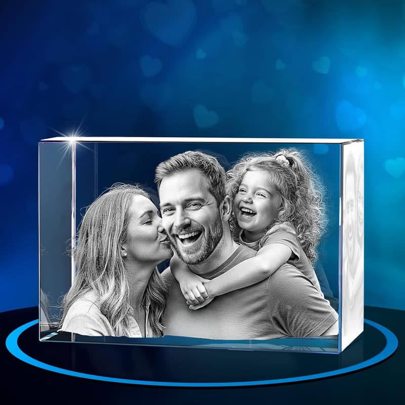 Personalized 3D Crystal Photo Gift for Dad or Couples