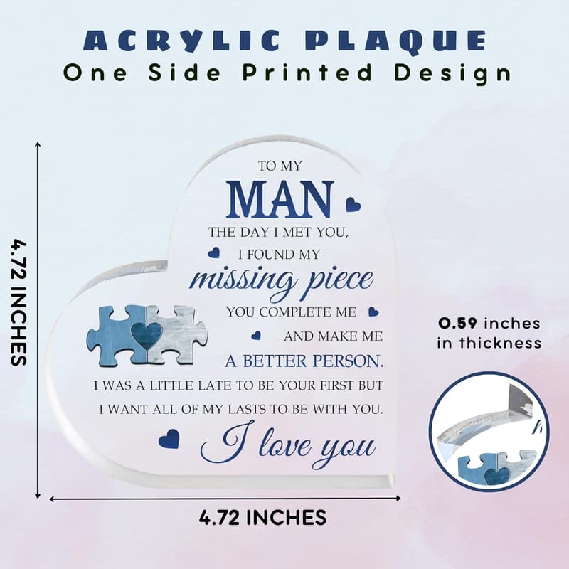 Anniversary Gift - Romantic Acrylic Plaque for Him