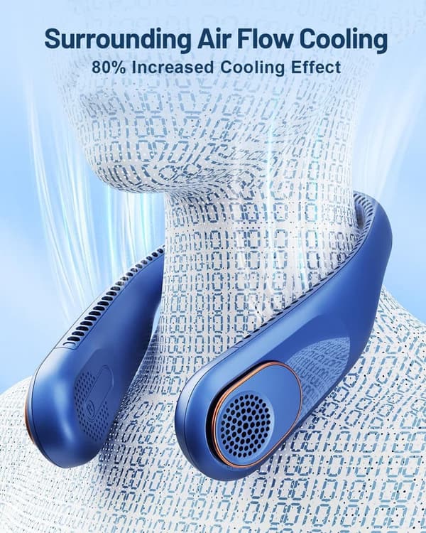 Portable Bladeless Neck Fan - 360° Cooling, 4000mAh Rechargeable