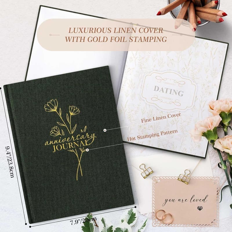 Wedding Anniversary Memory Journal - Linen Scrapbook for Couples