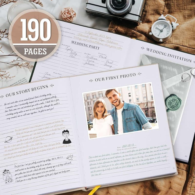 Wedding Anniversary Memory Journal - Linen Scrapbook for Couples