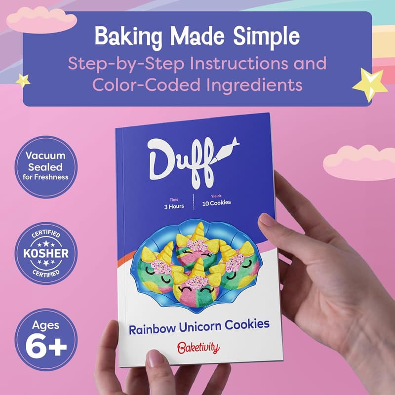 Unicorn Cookies Kids Baking Kit - Premeasured Ingredients & STEM Activities