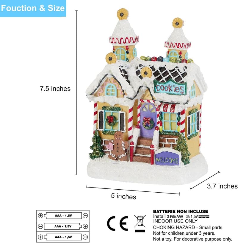 Lighted Gingerbread House Decor - Battery Operated Christmas Collectible