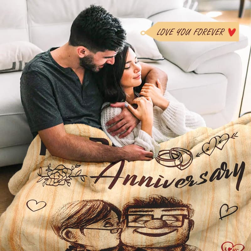 Happy Anniversary Throw Blanket - Couples Gift, 50