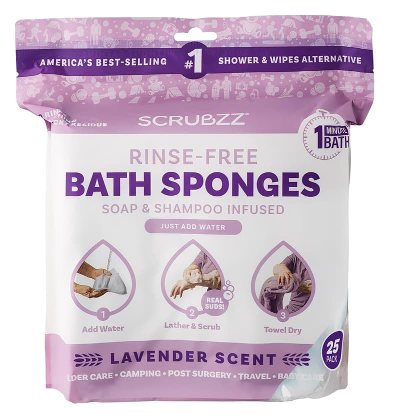 Lavender Disposable Bathing Wipes - 25 Pack