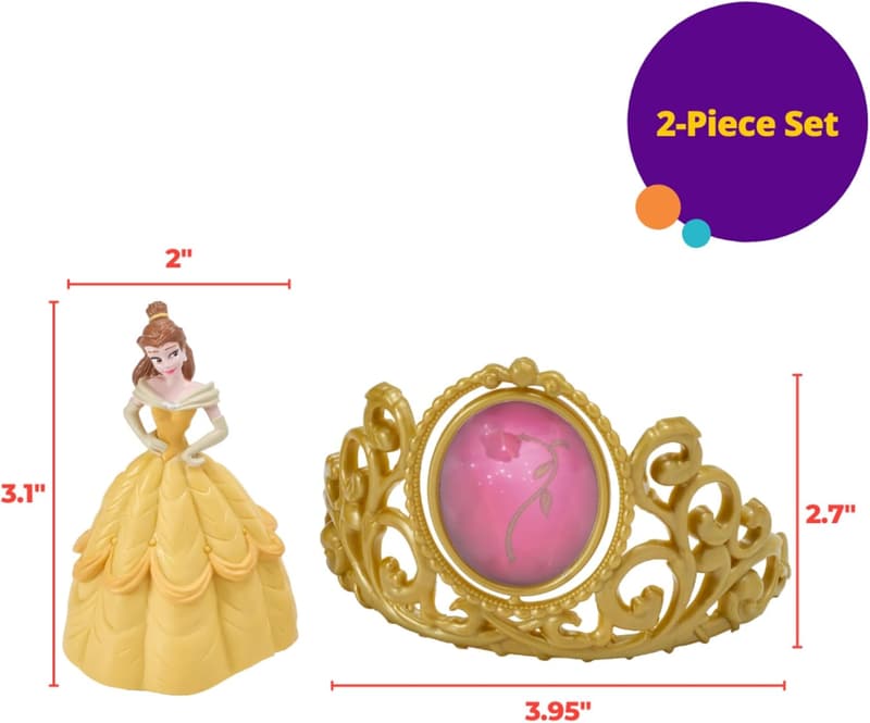 Disney Princess Belle Cake Topper Set with Figurine & Tiara