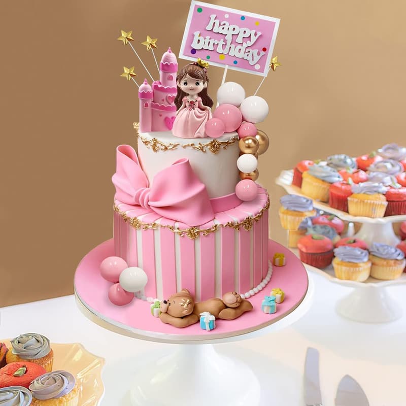 Princess Castle Cake Topper Set for Girls’ Birthday Celebration